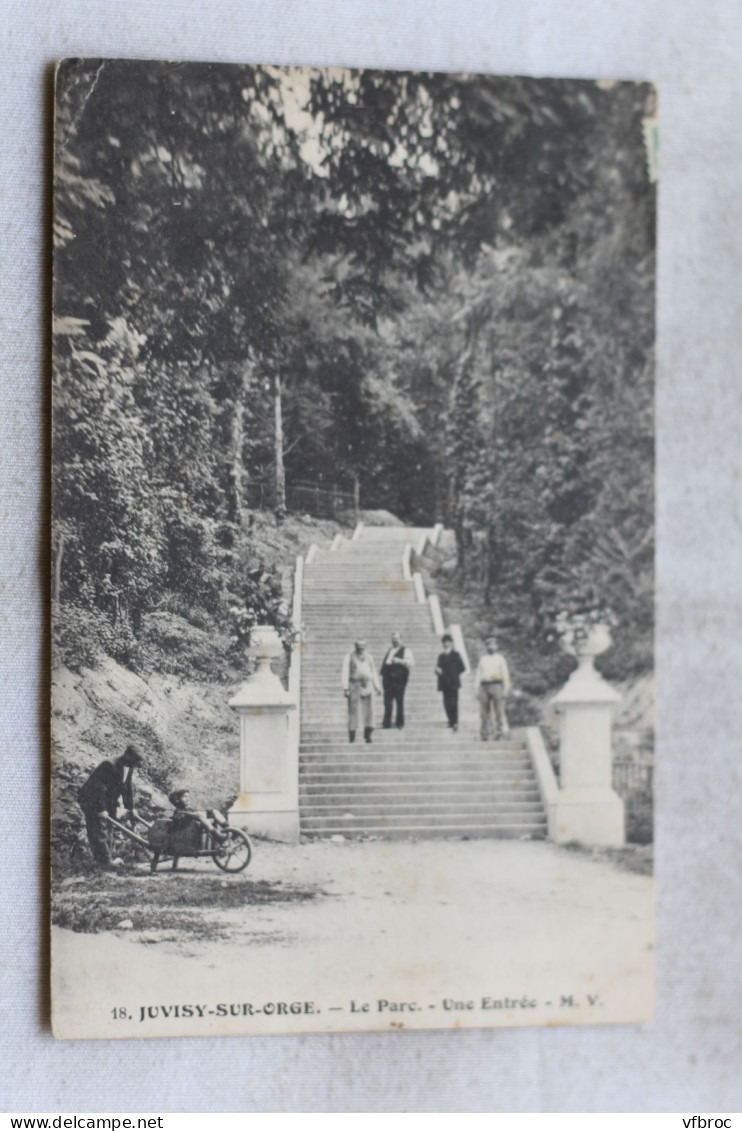 Cpa 1914, Juvisy sur Orge, le parc, une entrée, Essonne 91