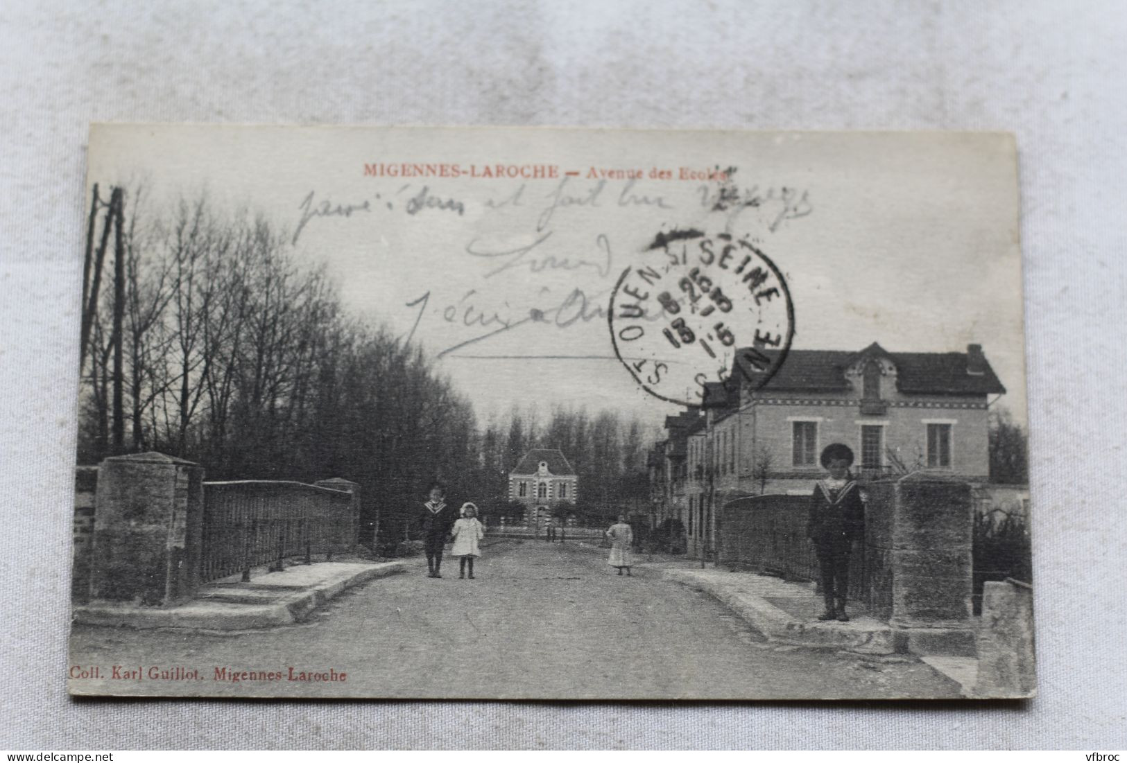 Cpa 1915, Migennes Laroche, avenue des écoles, Yonne 89