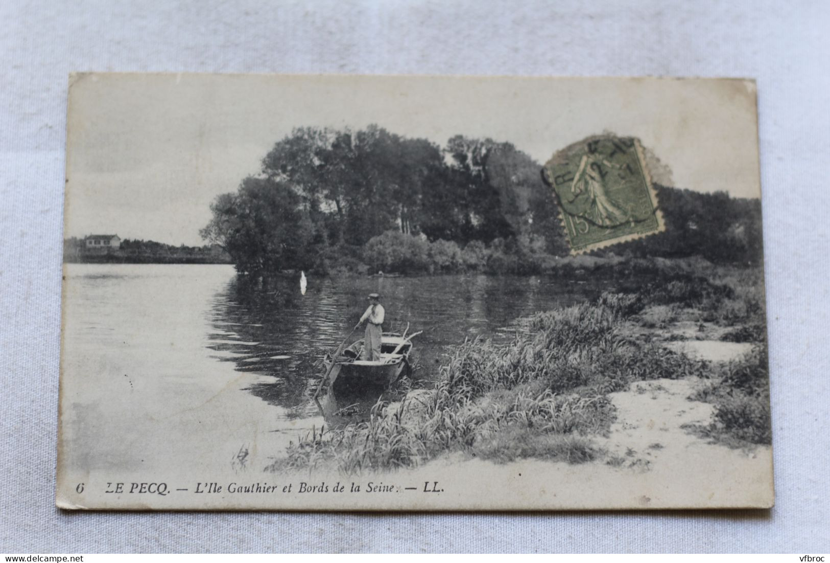 Cpa 1917, Le Pecq, l'ile Gauthier et bords de la Seine, Yvelines 78