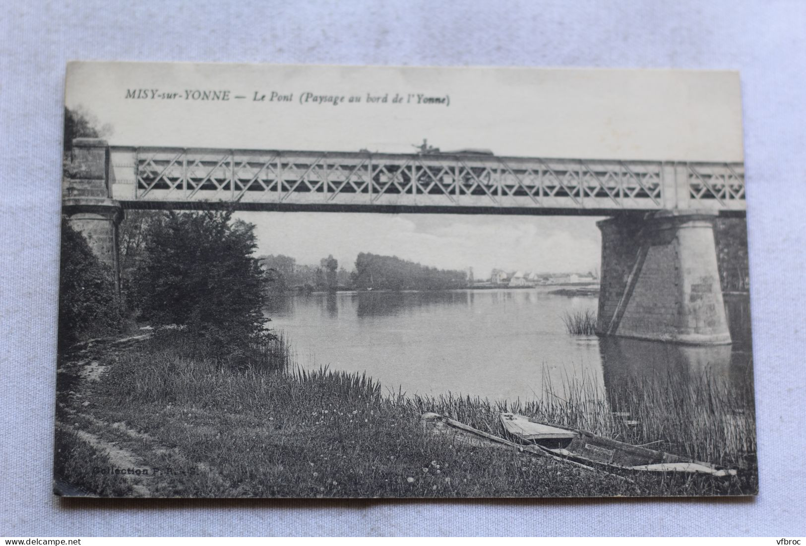 Cpa 1917, Misy sur Yonne, le pont, paysage au bord de l'Yonne, Yonne 89