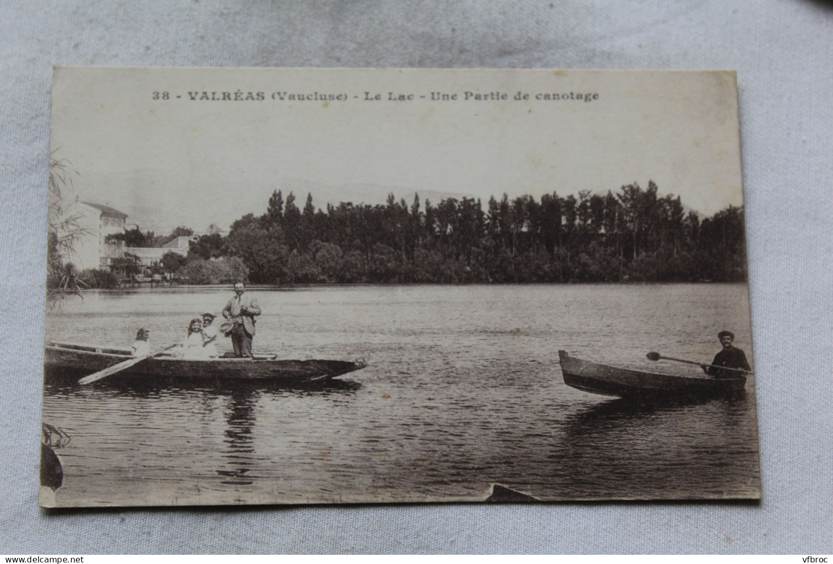 Cpa 1917, Valreas, le lac, un partie de canotage, Vaucluse 84