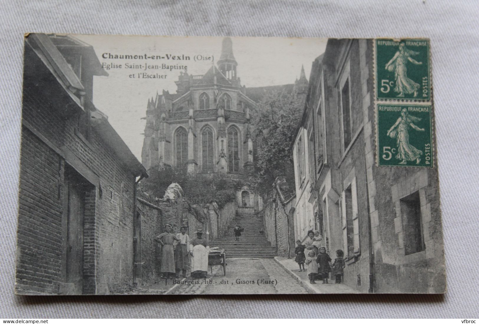 Cpa 1918, Chaumont en Vexin, église saint Jean Baptiste et l'escalier, Oise 60