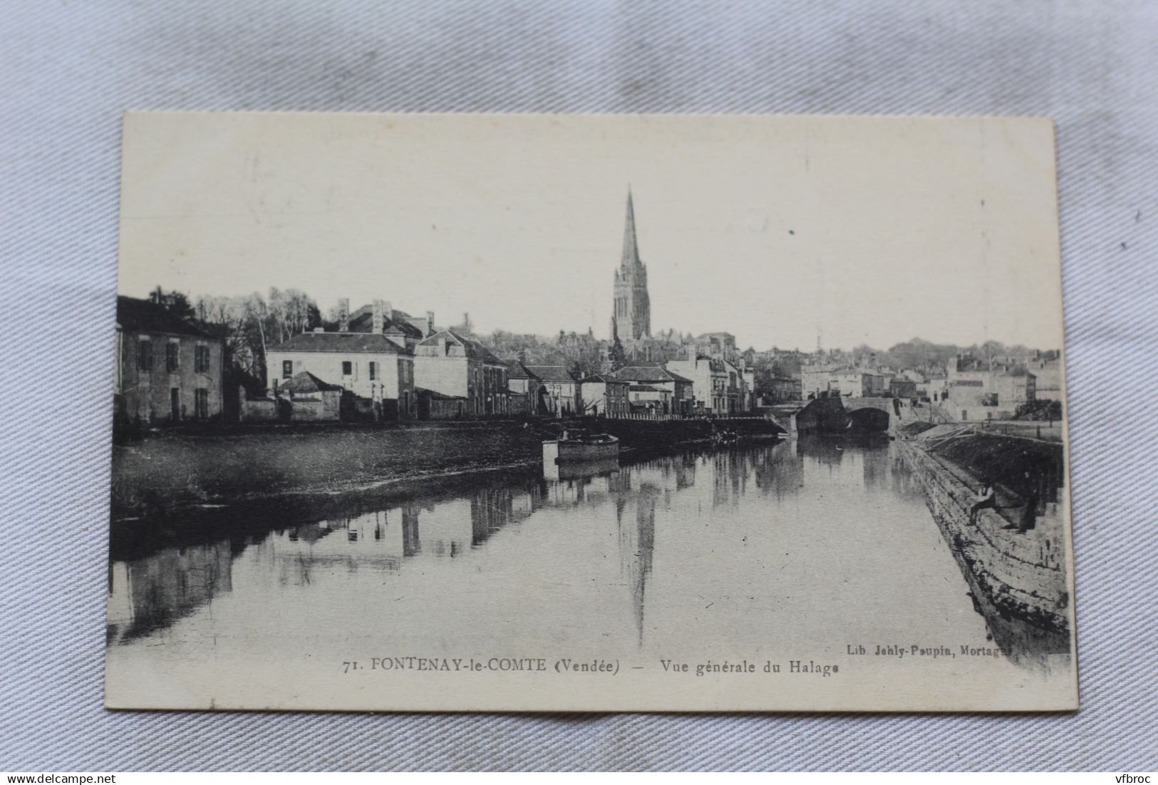 Cpa 1919, Fontenay le Comte, vue générale du halage, Vendée 85