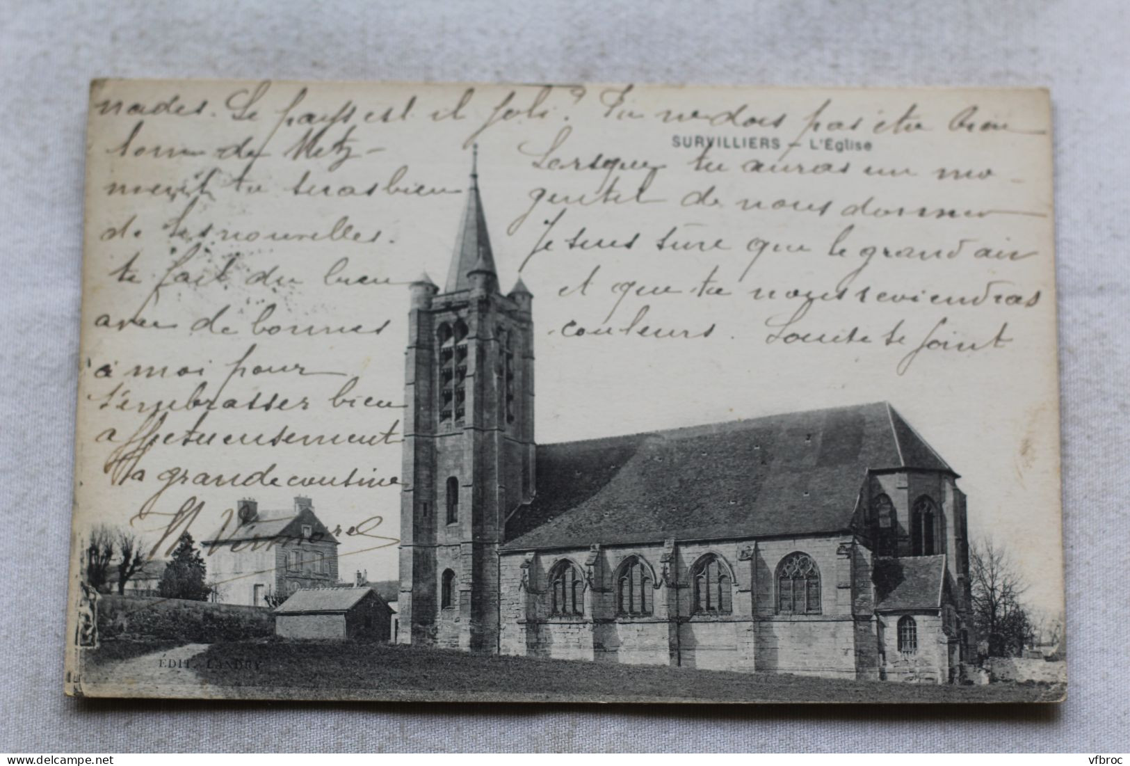 Cpa 1919, Survilliers, l'église, Val d'Oise 95