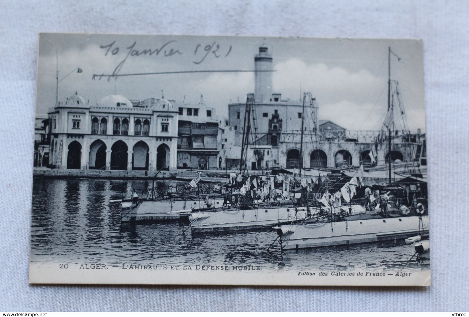 Cpa 1921, Alger, l'amirauté et la défense mobile, Algérie