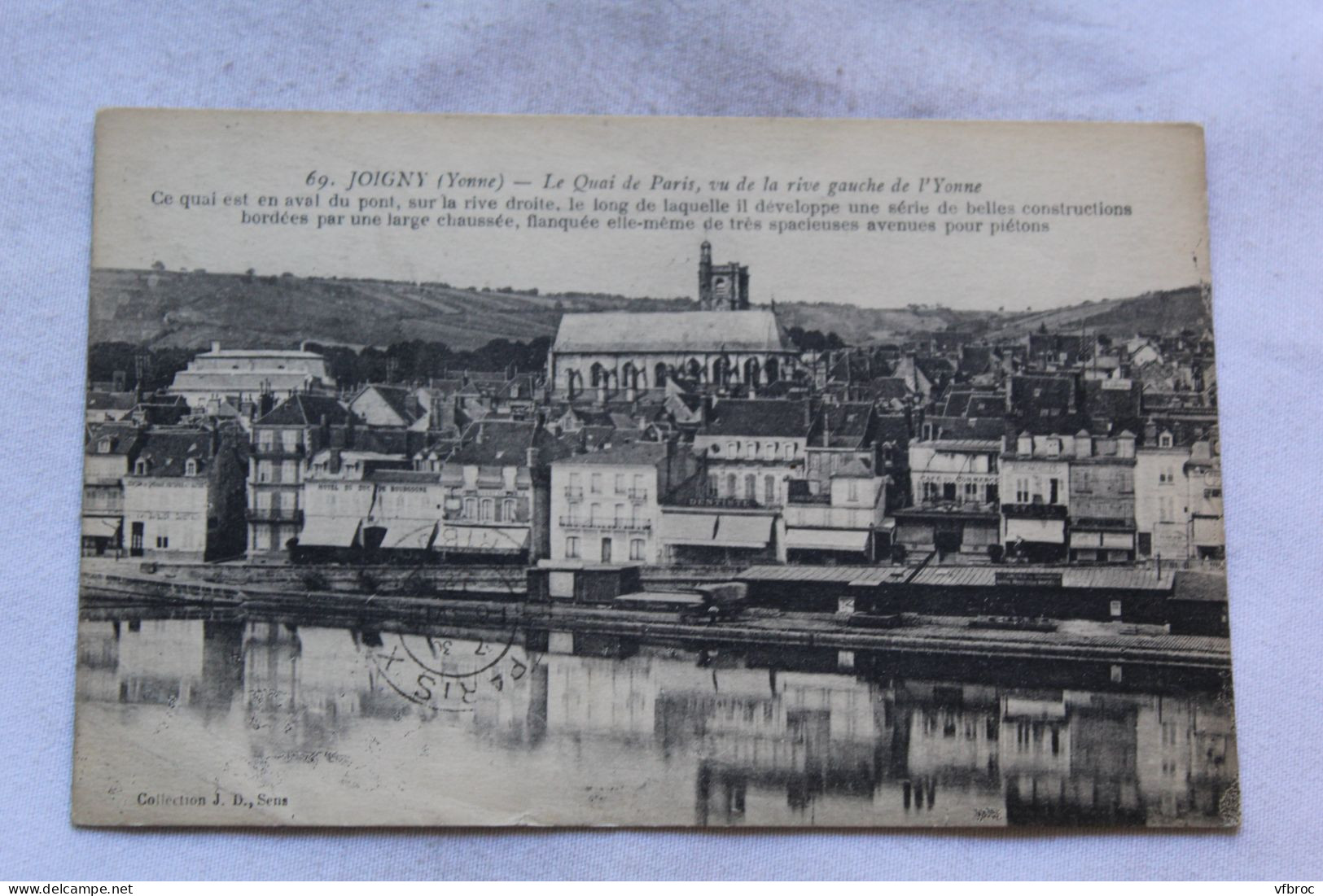 Cpa 1921, Joigny, le quai de Paris, Yonne 89