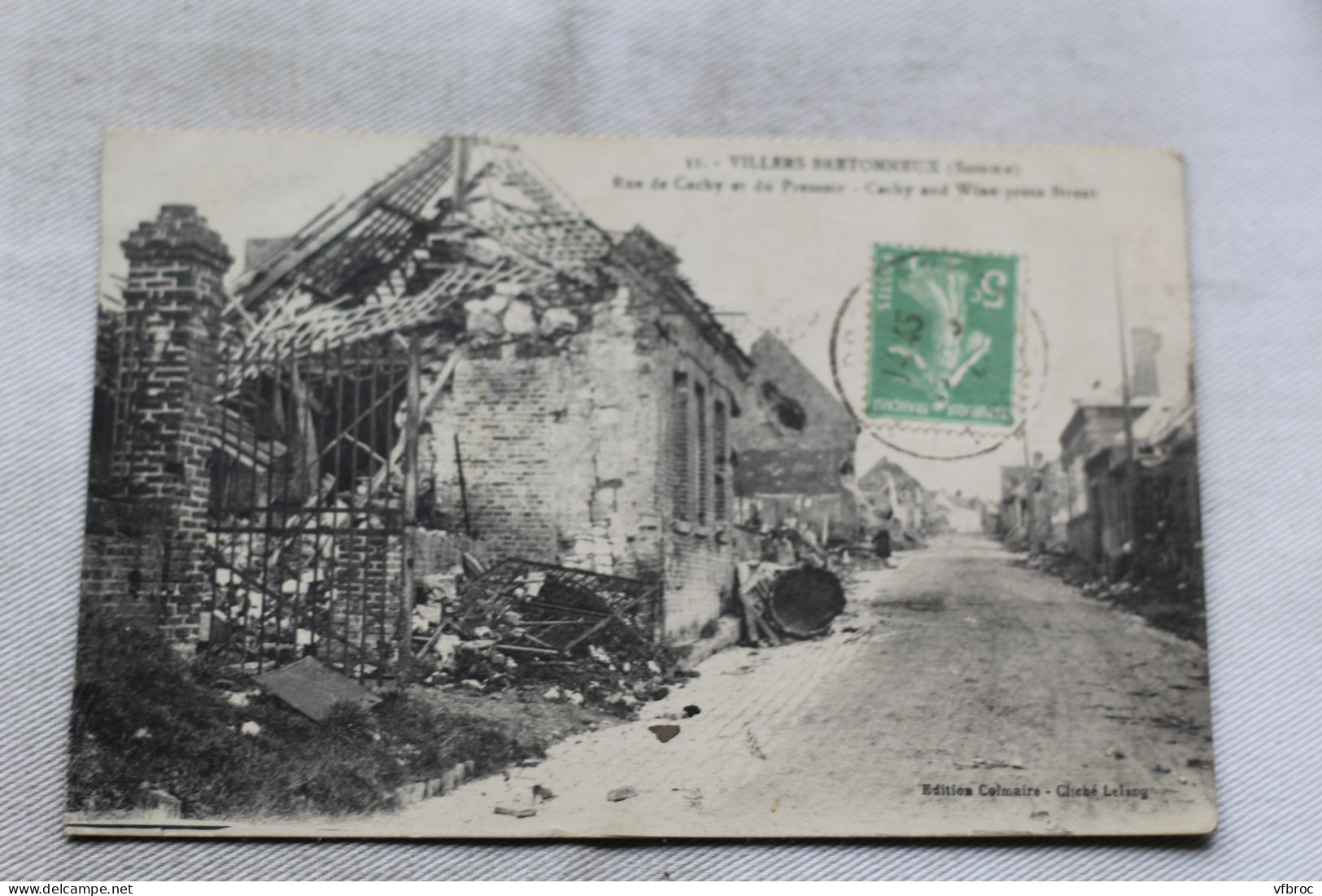 Cpa 1921, Villers Bretonneux, rue de Cachy et du Pressoir, Militaria, Somme 80