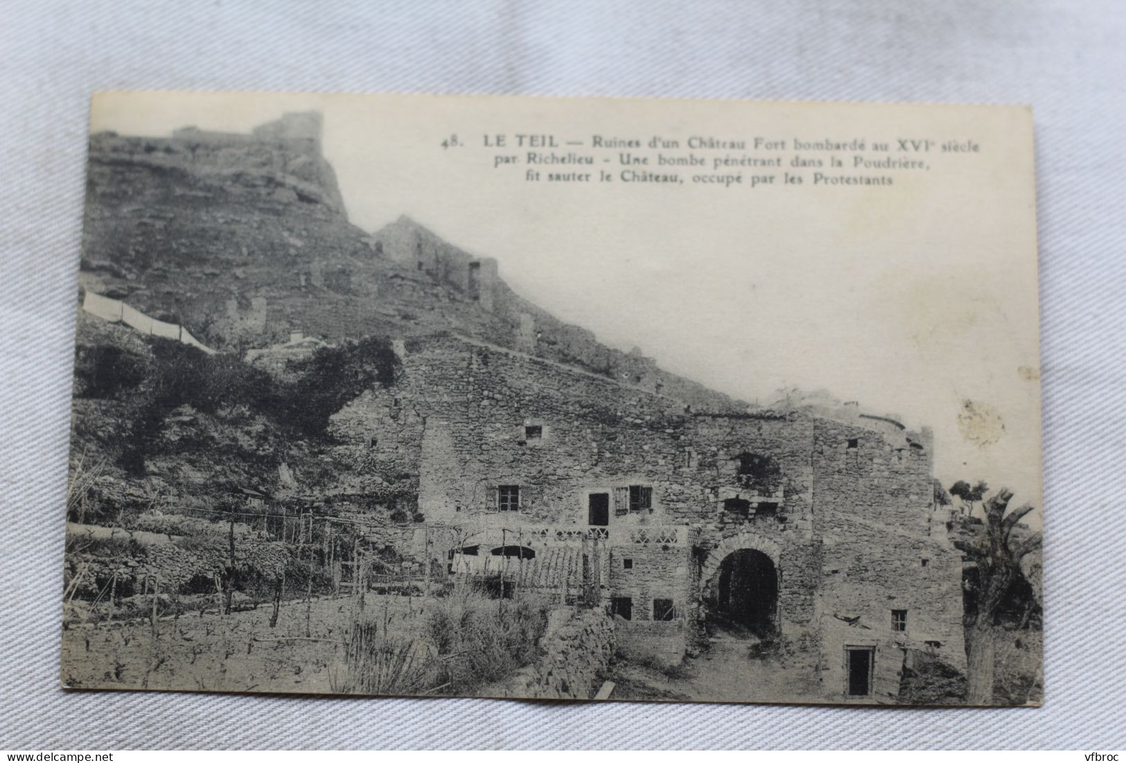 Cpa 1924, Le Teil, ruines d'un château fort, Ardèche 07