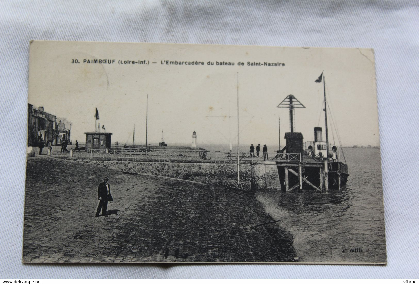 Cpa 1928, Paimboeuf, l'embarcadère du bateau de saint Nazaire, Loir atlantique 44