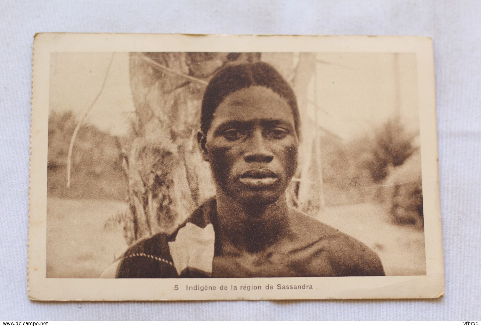 Cpa 1931, indigène de la région de Sassandra, Cote d'Ivoire