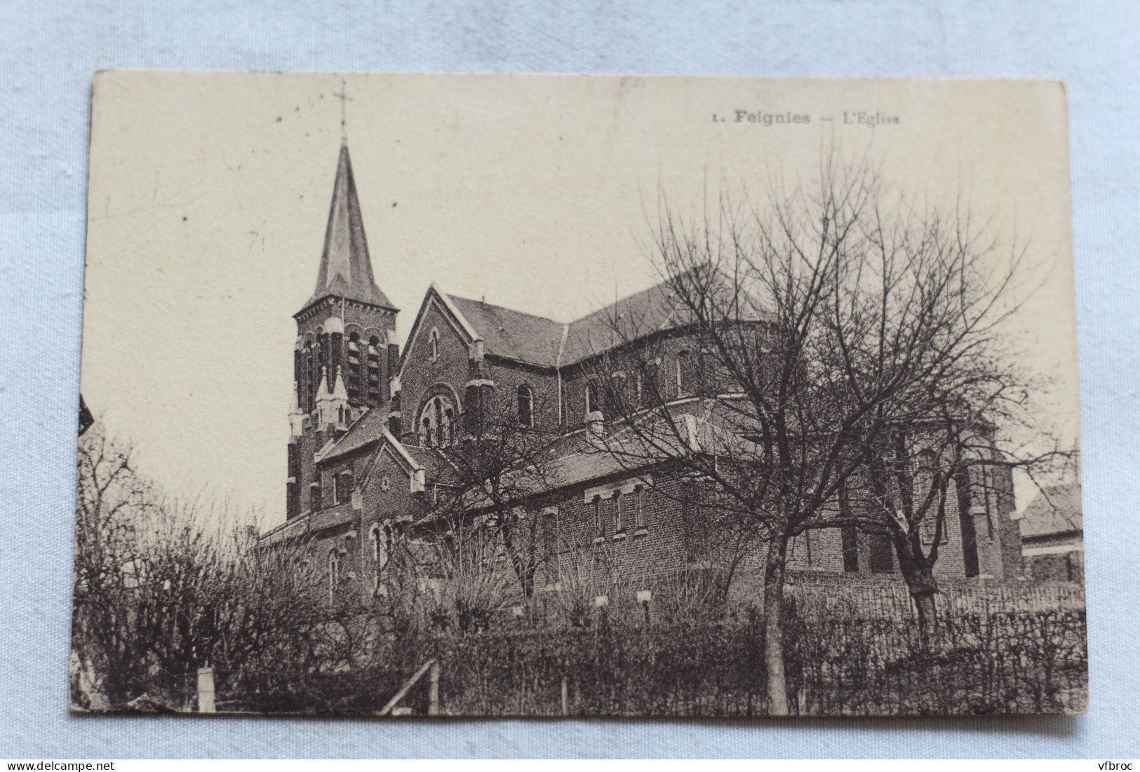 Cpa 1934, Feignies, l'église, Nord 59