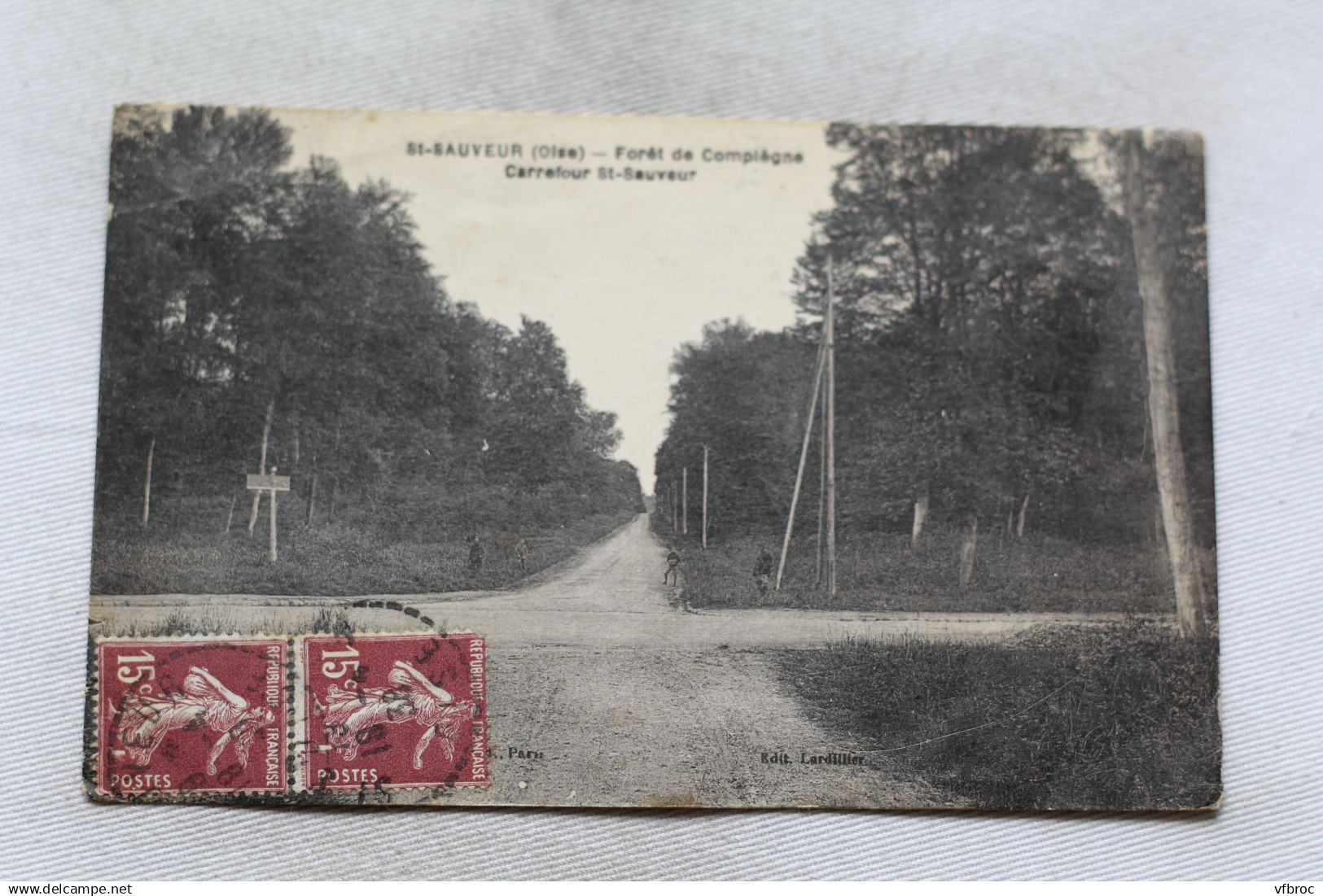 Cpa 1938, Saint Sauveur, forêt de Compiègne, carrefour saint Sauveur, Oise 60