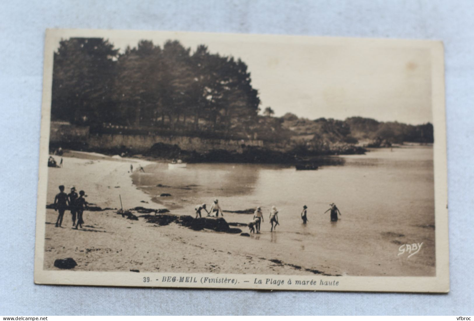 Cpa 1945, Beg Meil, la plage à marée haute, Finistère 29