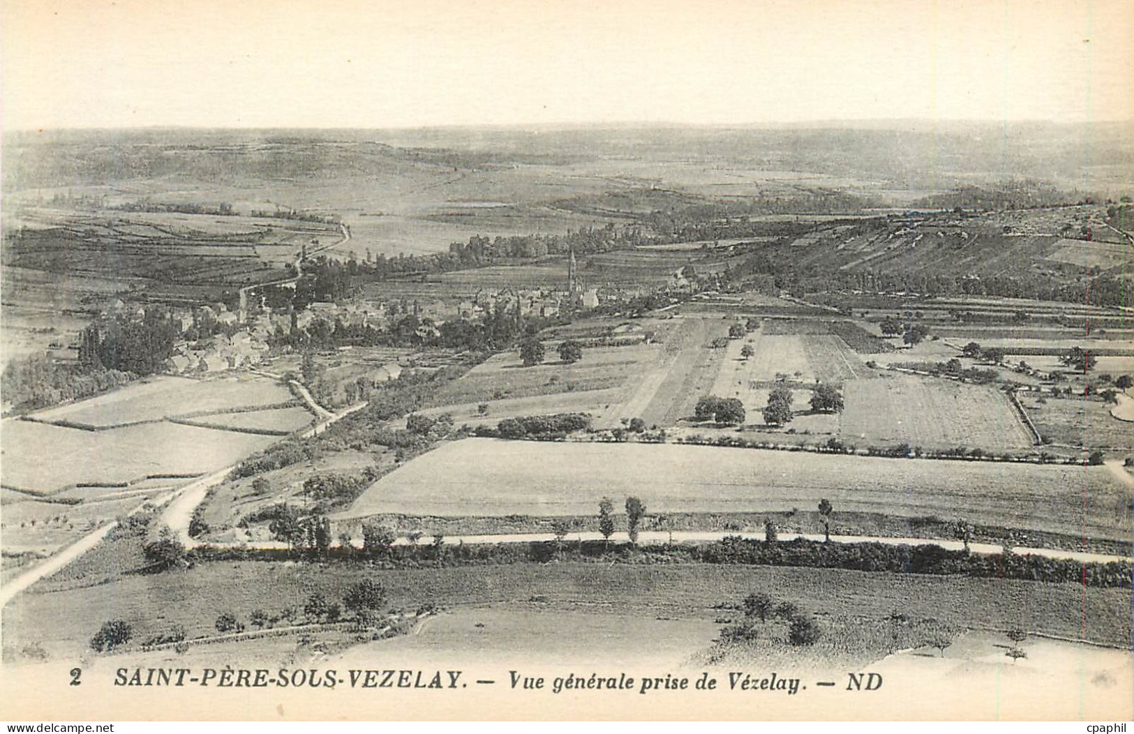 CPA 2 saint pere sous vezelay vue generale prise de vezelay