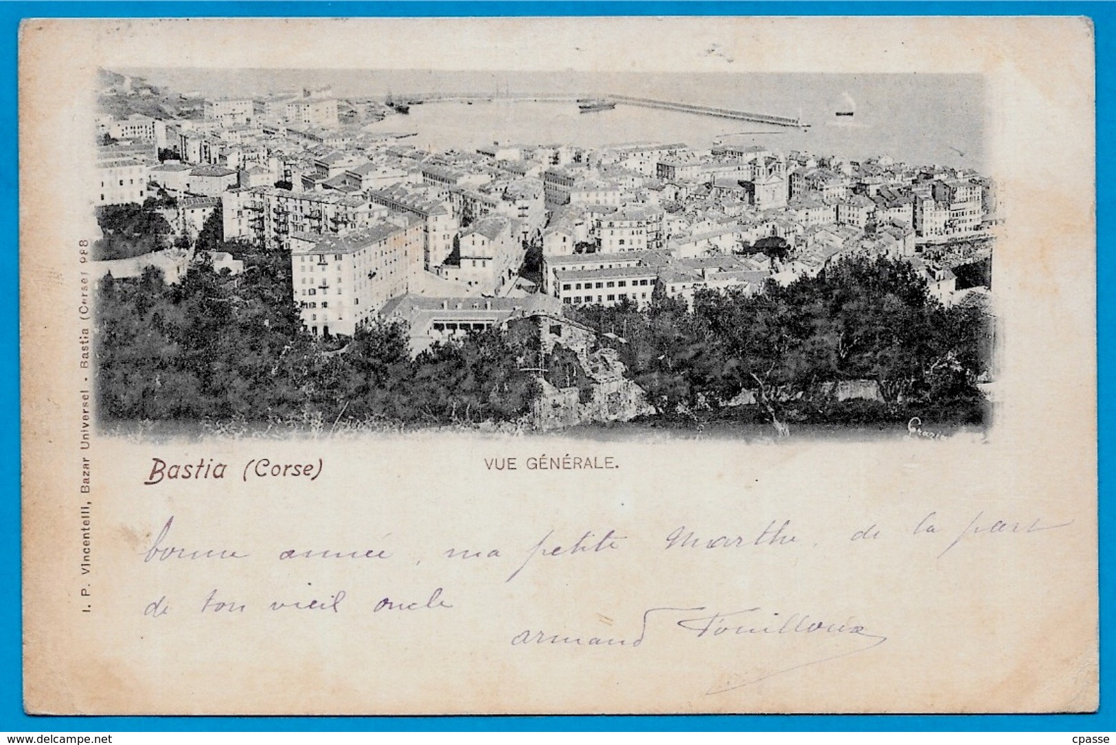 CPA 20 2B BASTIA Haute-Corse - Vue générale (circulé 1900)