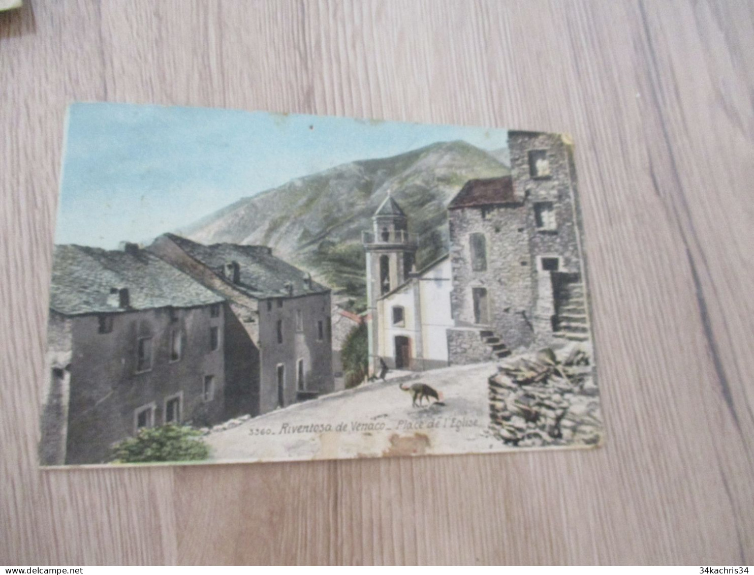 CPA 20 Corse 2B Haute Corse Riventosa place de l'église