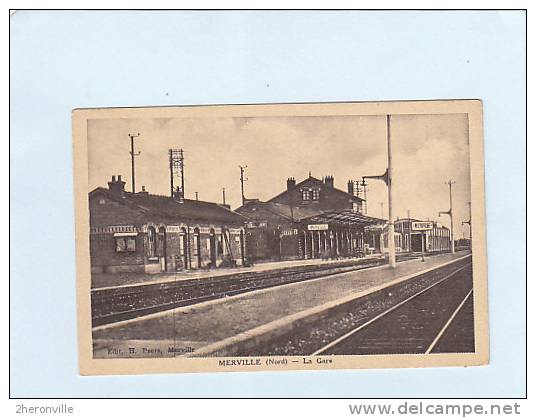 CPA  - 59 - MERVILLE - La gare -