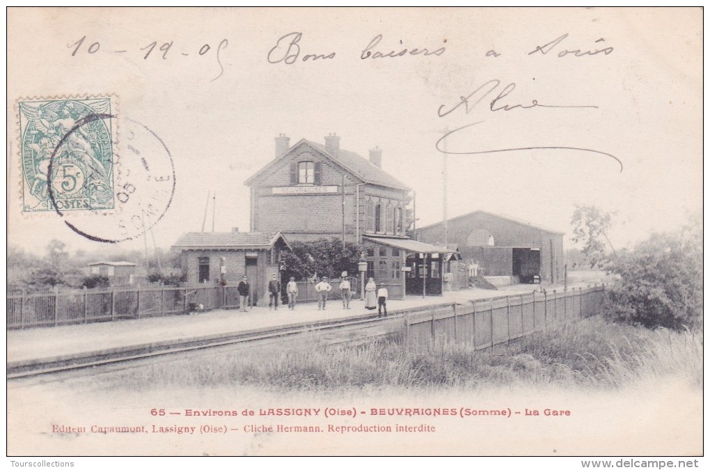 CPA 60 @ BEUVRAIGNES près LASSIGNY @ La  Gare en 1905