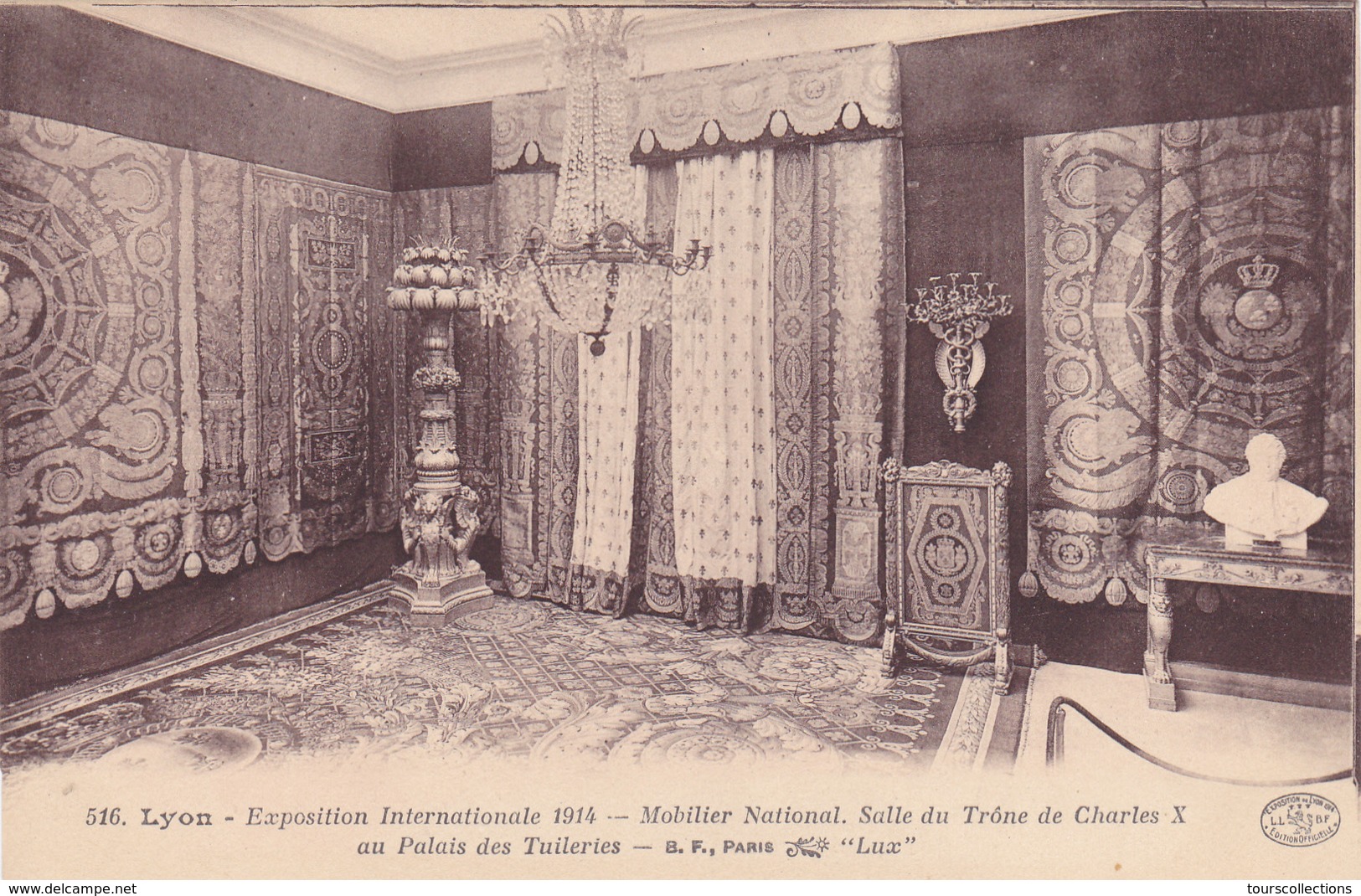 CPA 69 @ LYON 7° - EXPOSITION INTERNATIONALE 1914 Quartier de Gerland - Mobilier National - salle du Trône Charles X