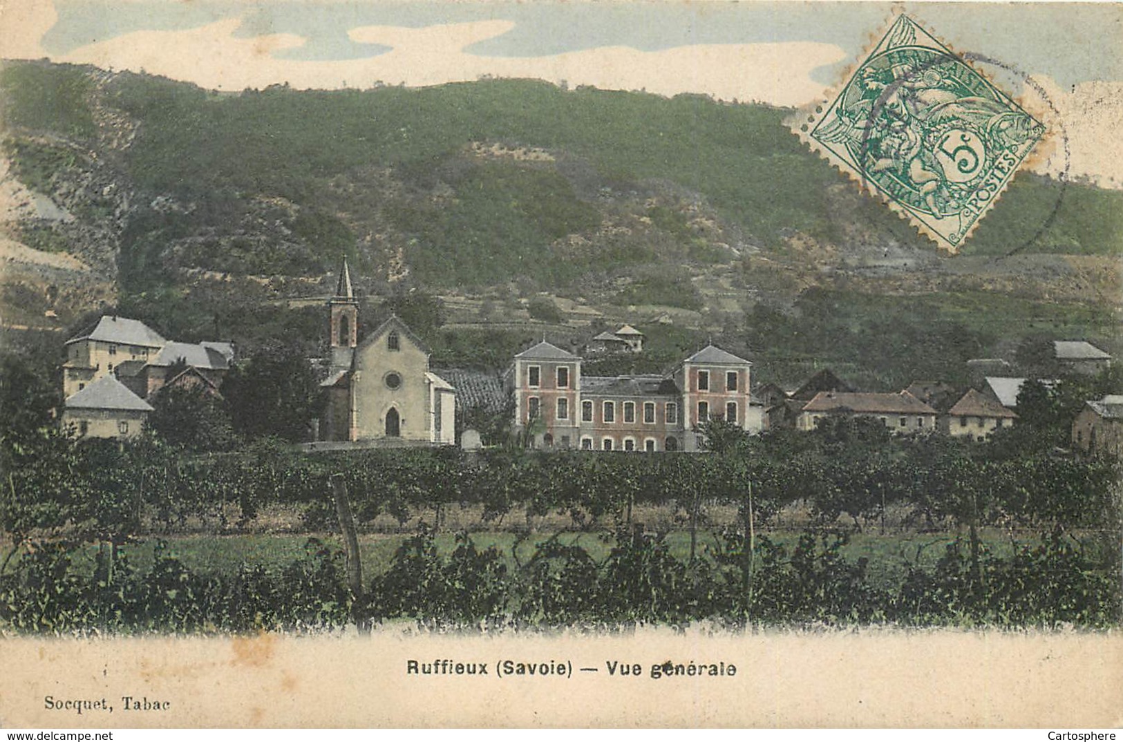 CPA 73 Savoie Ruffieux Vue Générale Eglise