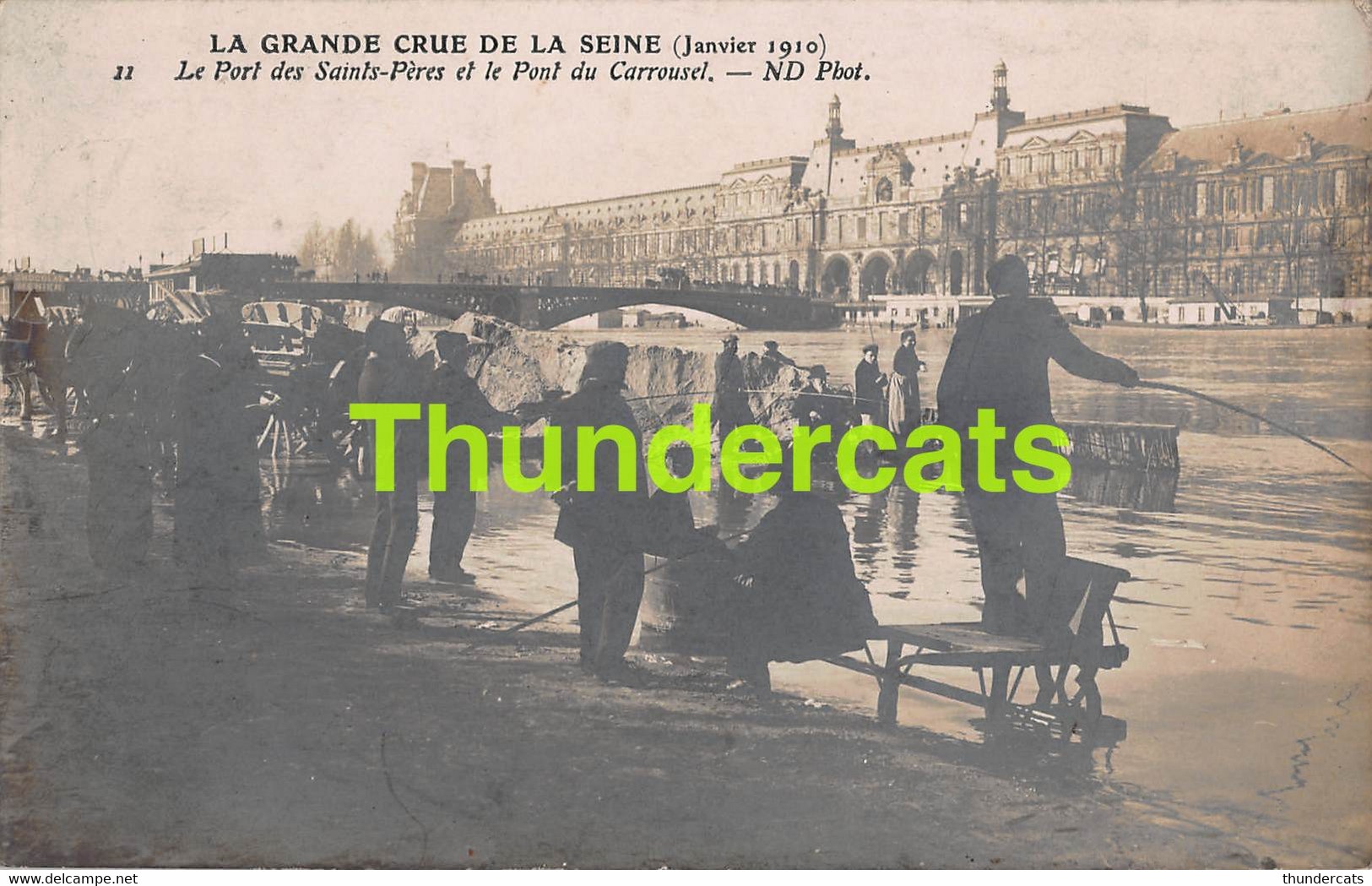CPA 75 CARTE DE PHOTO LA GRANDE CRUE DE LA SEINE 1910 LE PORT DES SAINT PERES