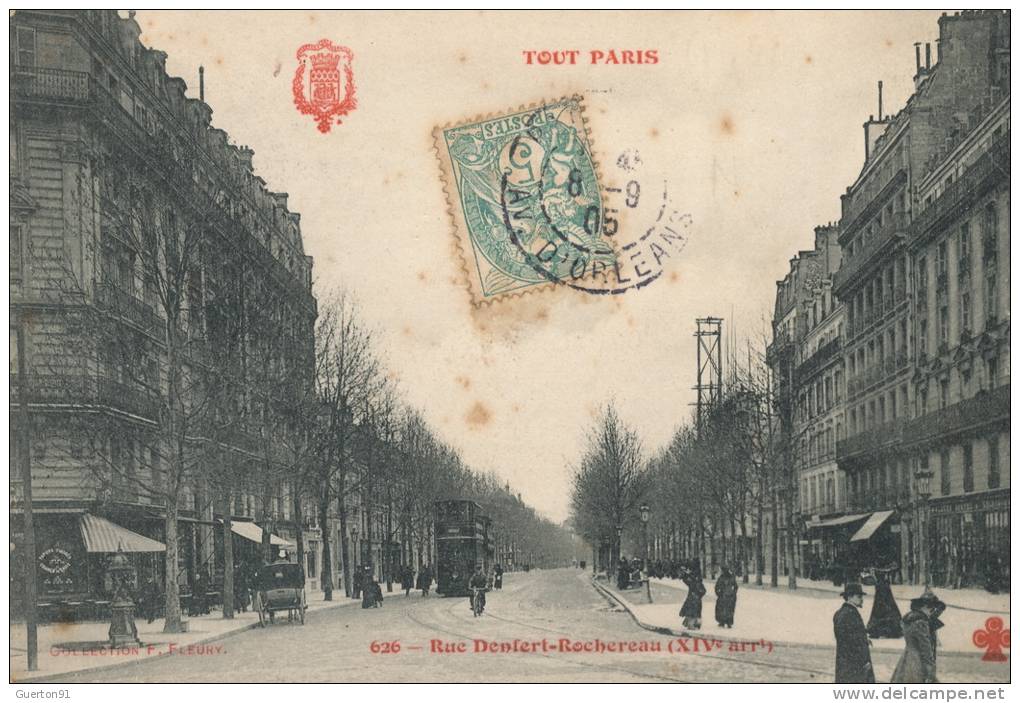 ( CPA 75 )  PARIS 14 ème  /  Rue Denfert-Rochereau  -