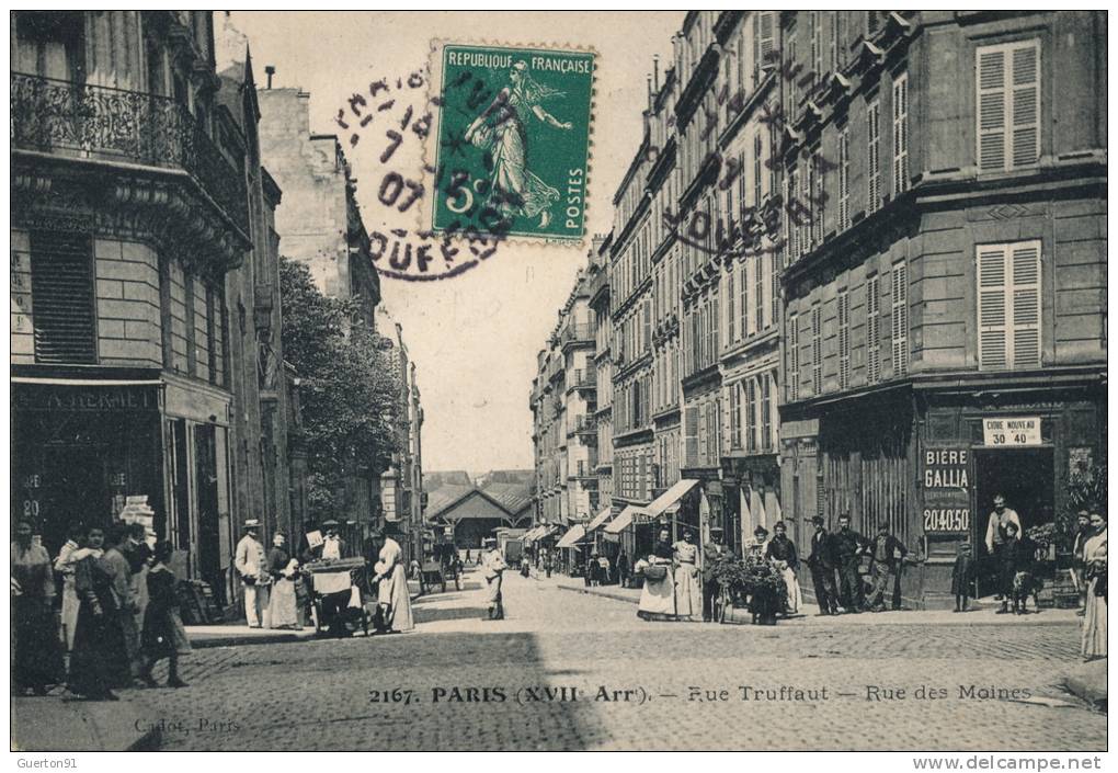 ( CPA 75 )  PARIS 17 ème  /  Rue Truffaut  -  Rue des Moines -