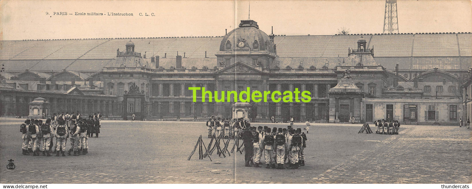 CPA 75 PARIS CARTE DOUBLE PANORAMIQUE ECOLE MILITAIRE L'INSTRUCTION