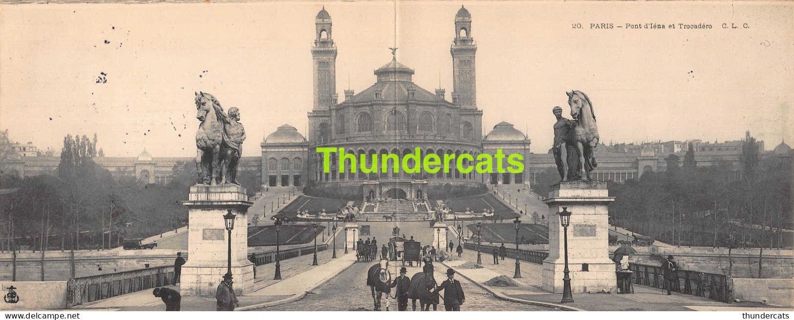 CPA 75 PARIS CARTE DOUBLE PANORAMIQUE PONT D'IENA ET TROCADERO