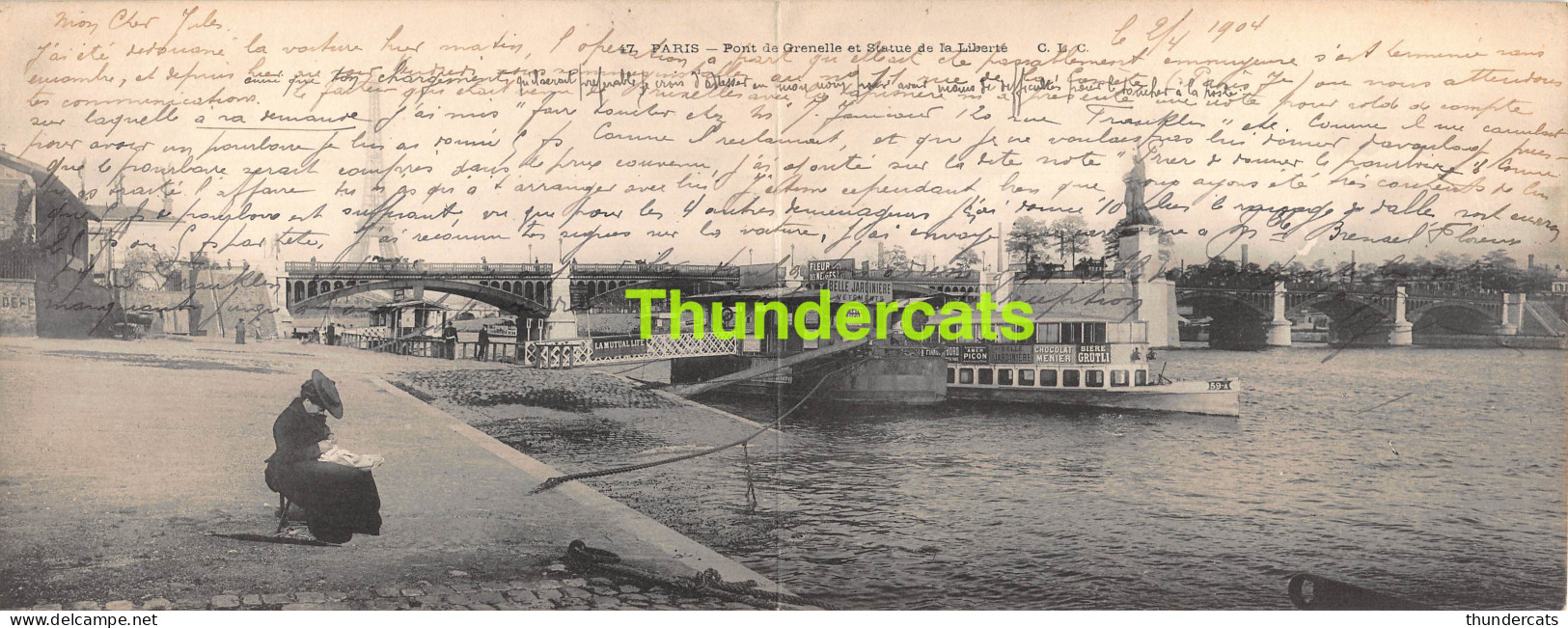 CPA 75 PARIS CARTE DOUBLE PANORAMIQUE PONT DE GRENELLE ET STATUE DE LA LIBERTE