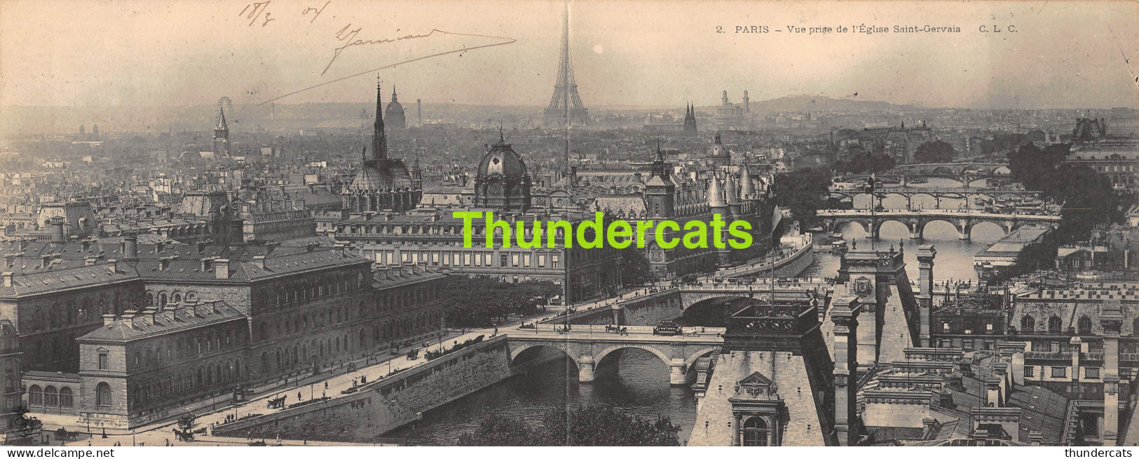 CPA 75 PARIS CARTE DOUBLE PANORAMIQUE VUE PRISE DE L'EGLISE SAINT GERVAIS