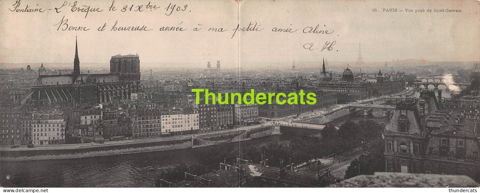 CPA 75 PARIS CARTE DOUBLE PANORAMIQUE VUE PRISE DE SAINT GERVAIS