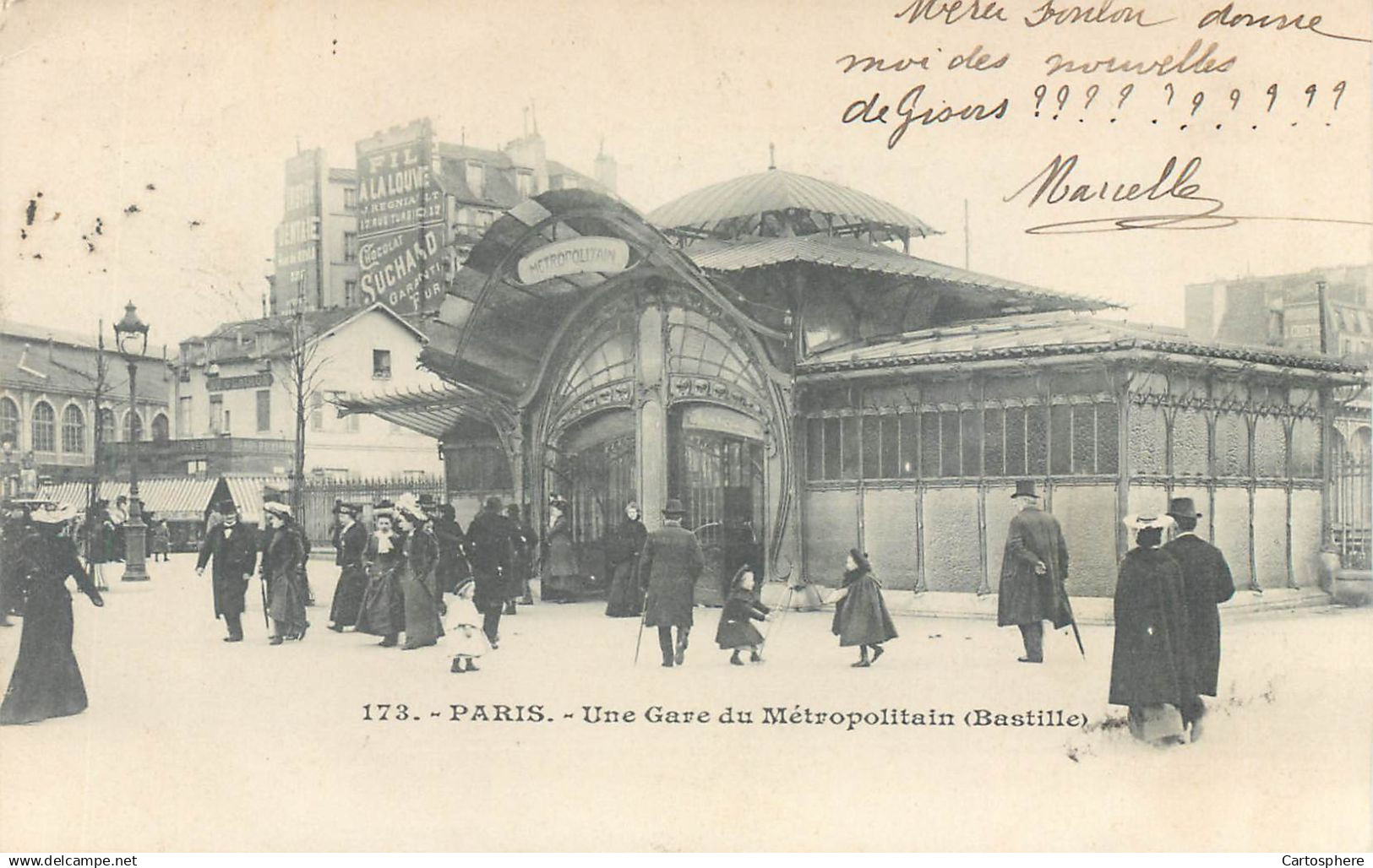 CPA 75 Paris > Métro parisien, gares Une Gare du Métropolitain Bastille 1903