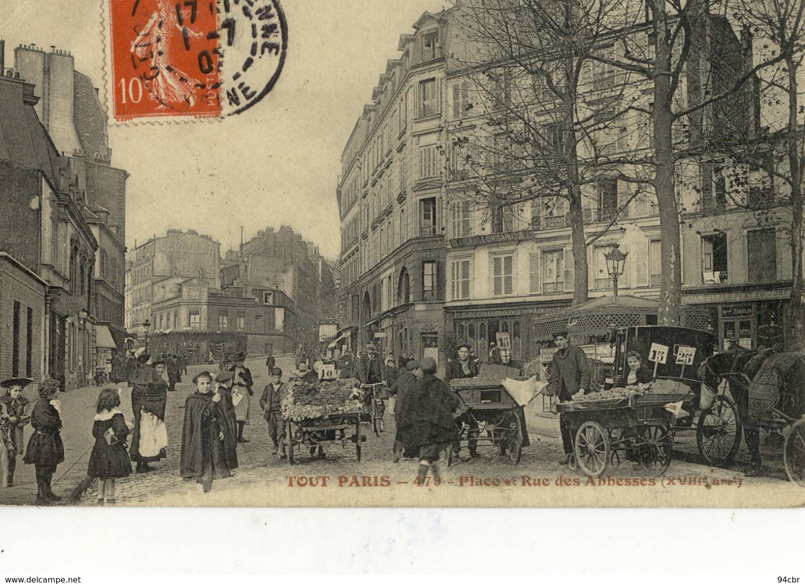 CPA ( 75) TOUT PARIS  18 eme place et rue des abbesses )(b bur)