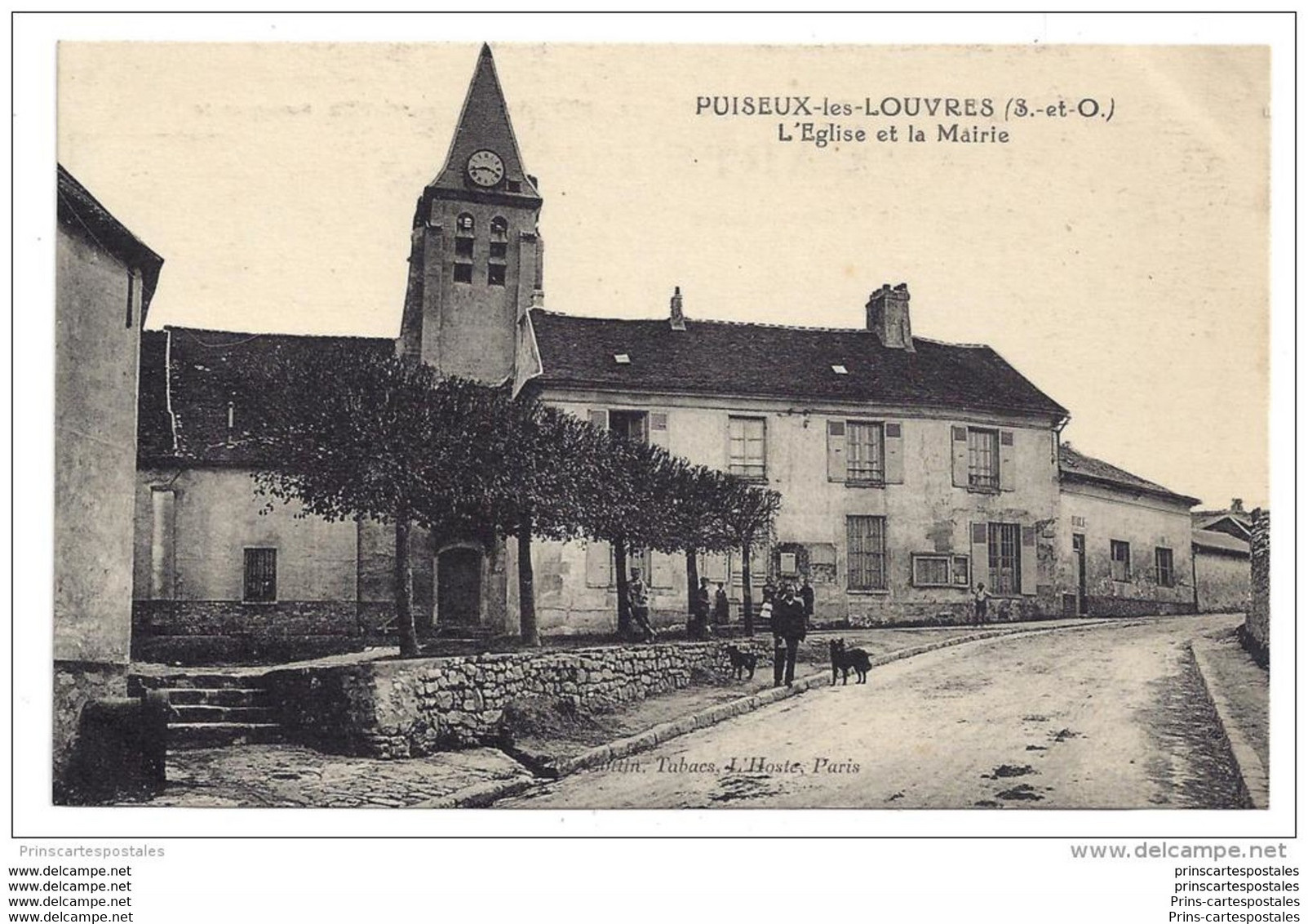 CPA 95 Puiseux l'église et la mairie