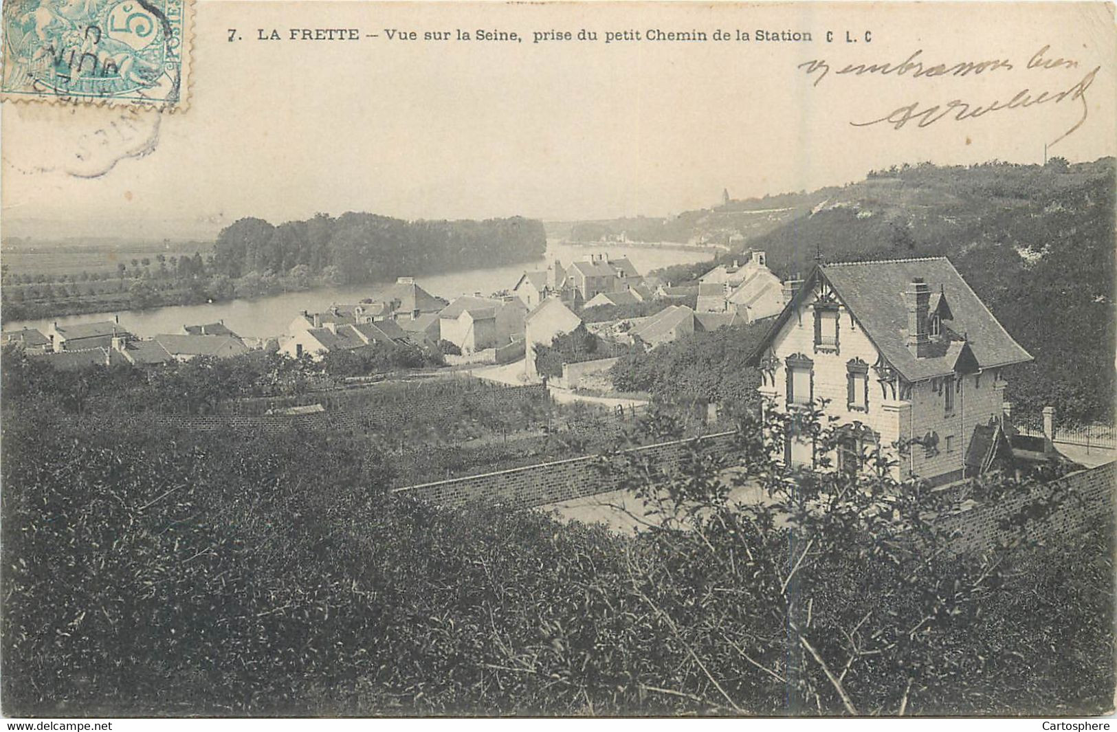 CPA 95 Val d'Oise LA FRETTE SUR SEINE Panorama pris du Petit Chemin de la Station Villa
