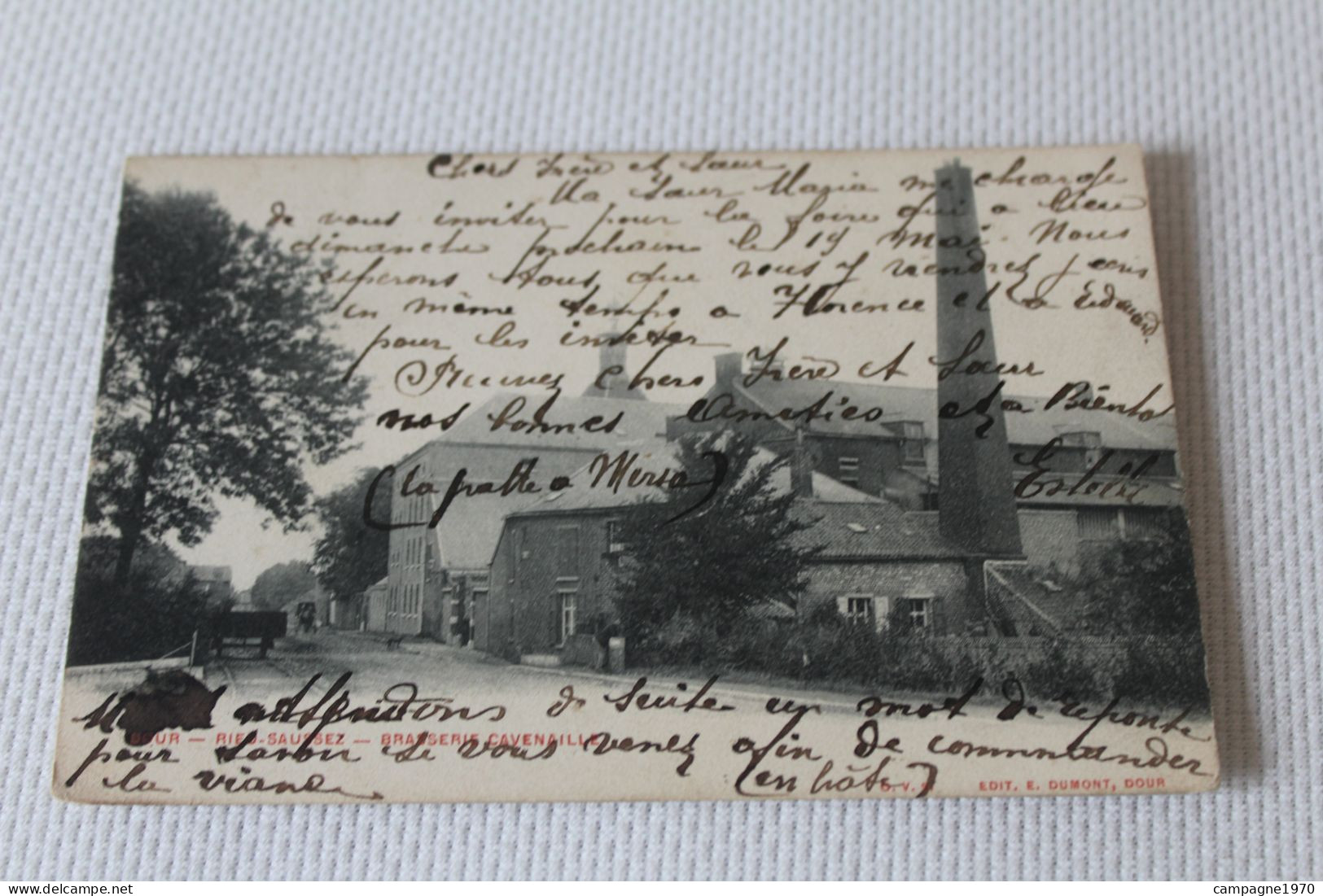 CPA A VOIR !! DOUR - RIEU SAUSSEZ - BRASSERIE CAVENAILLE ( VOIR TEXTE - FOIRE DU 19 MAI 1907 )