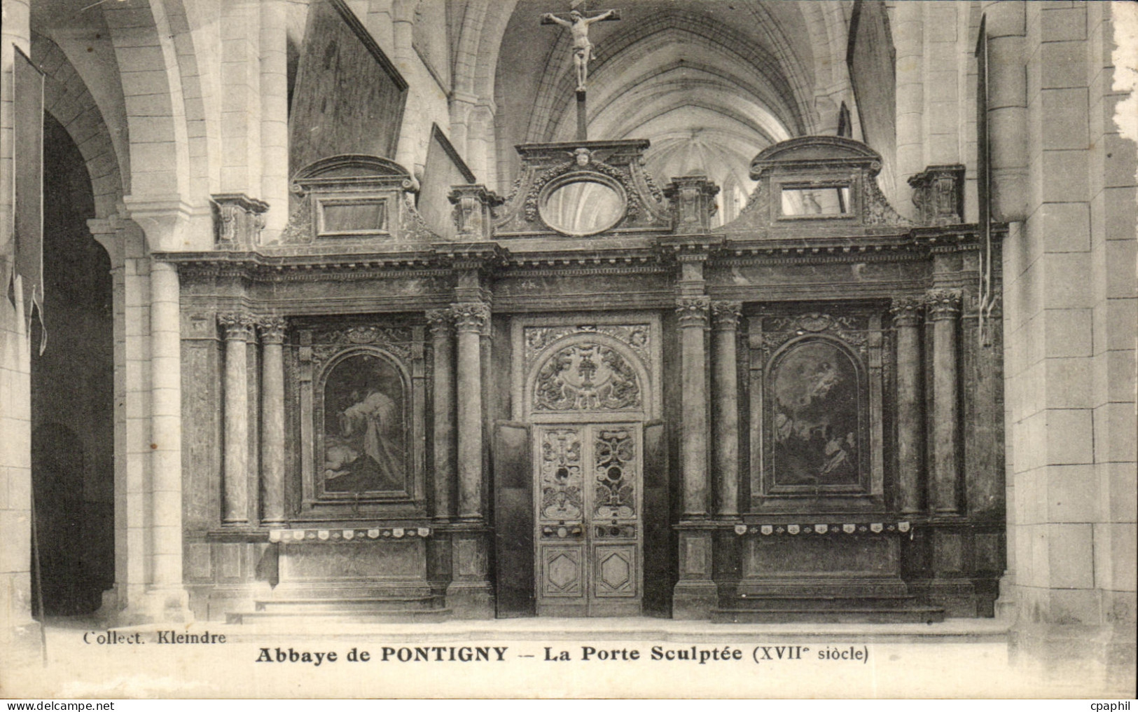 CPA Abbaye De Pontigny La Porte Sculptee