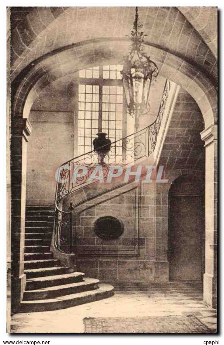 CPA Abbaye de Royaumont Asnieres sur Oise Escalier de la maison des hotes