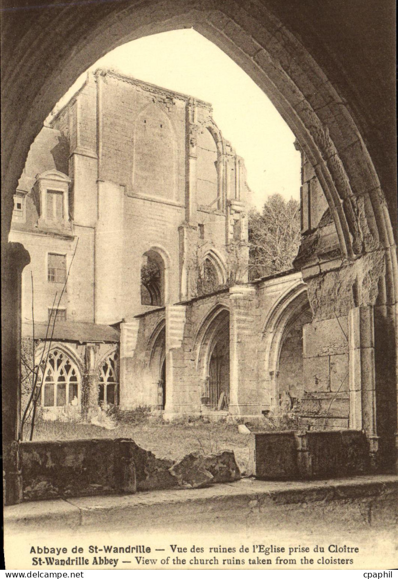 CPA Abbaye de St Wandrille Vue des ruines de l Eglise prise du Cloitre