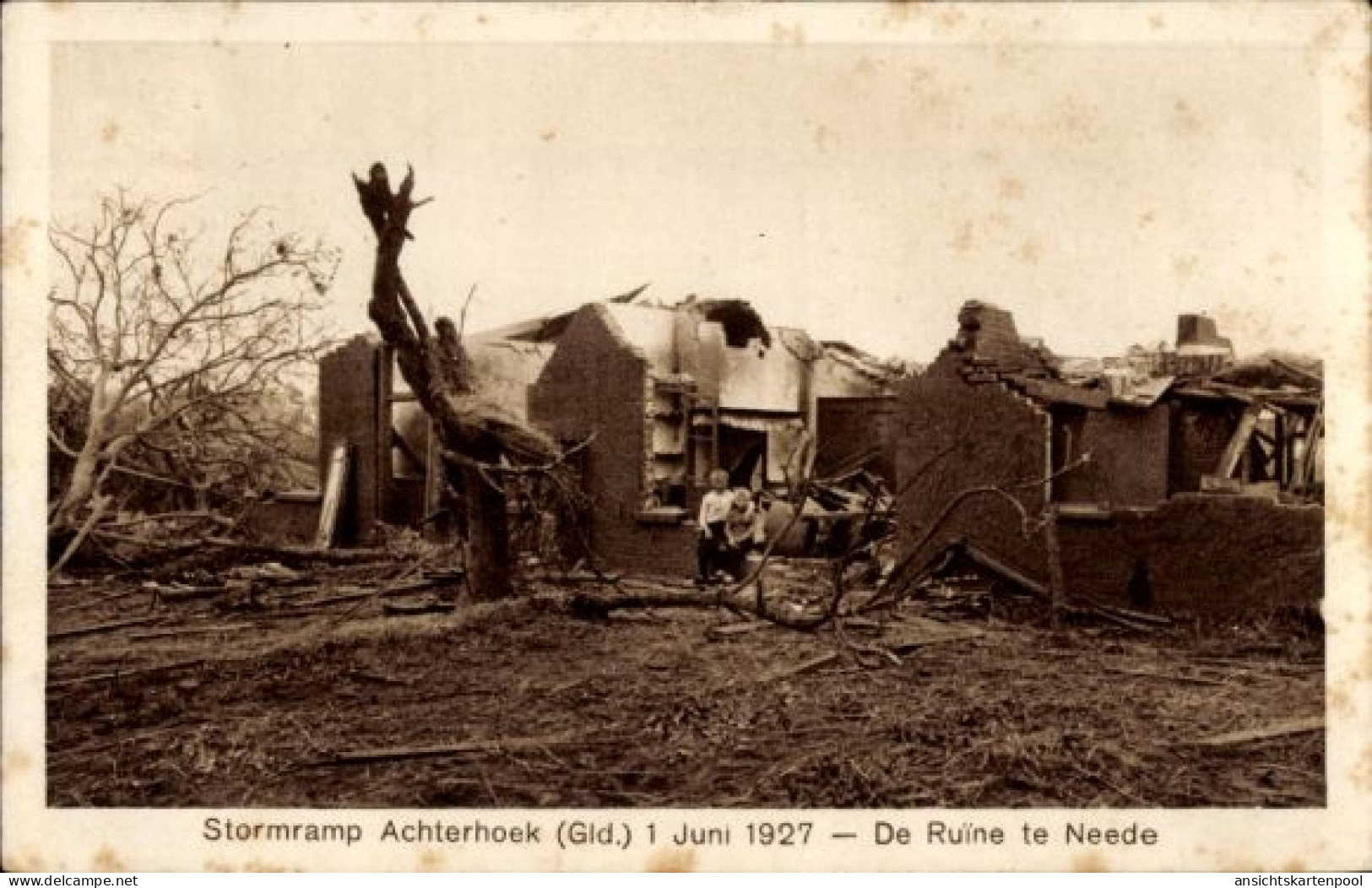 CPA Achterhoek Gelderland, Sturmkatastrophe 1927, die Ruine in Neede
