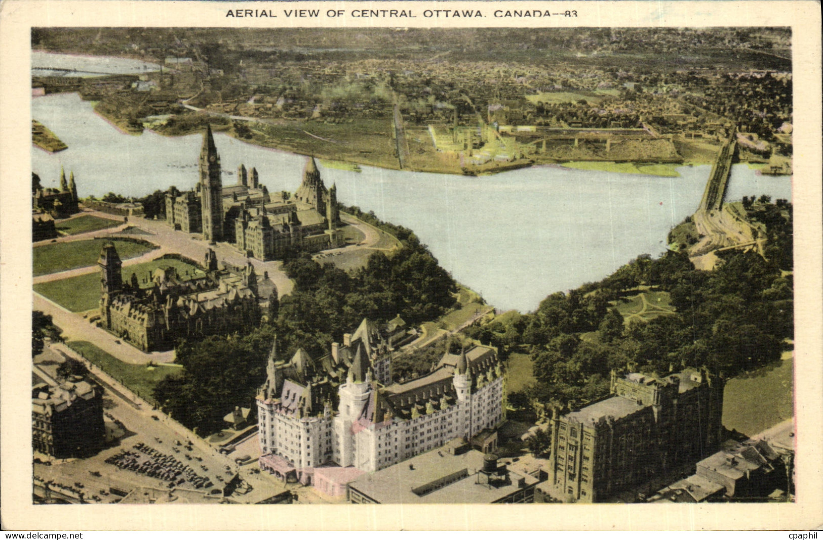 CPA Aerial View Of Central Ottawa Canada