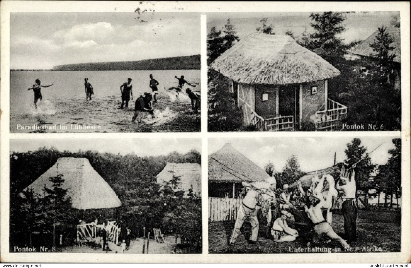 CPA Ahrensdorf Templin in der Uckermark, Erholungsort Neu Afrika, Pontok, Lübbesee