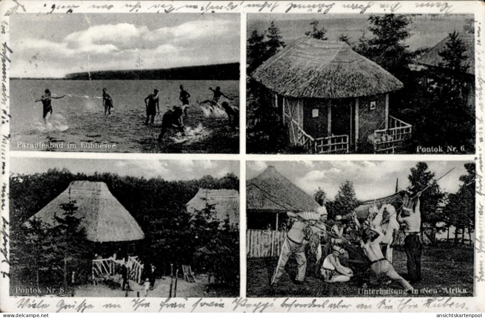 CPA Ahrensdorf Templin in der Uckermark, Ferienanlage Neu Afrika, Paradiesbad, Pontok