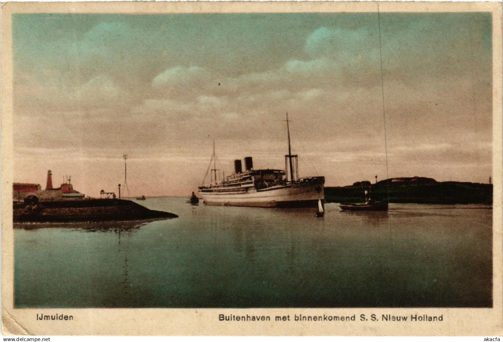 CPA AK IJMUIDEN Buitenhaven met binnenkomend NETHERLANDS (603953)