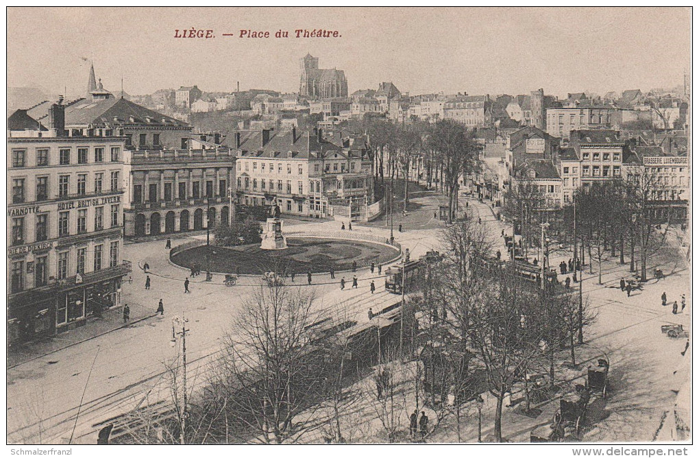 CPA - AK Liège Lüttich Place du Theatre Theaterplatz Hotel British Tavern Tram Straßenbahn a Verviers Maastricht Hasselt
