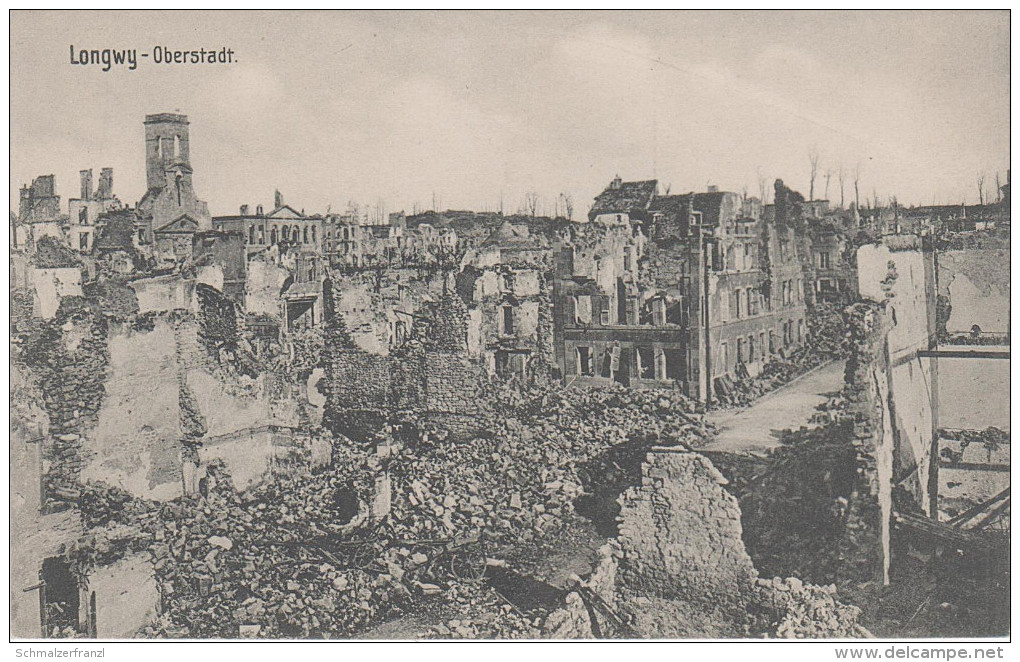 CPA AK Longwy Haut Langich Oberstadt Meurthe Moselle bei Longlaville Aubange Petingen Peiteng Zerstörung 1. Weltkrieg