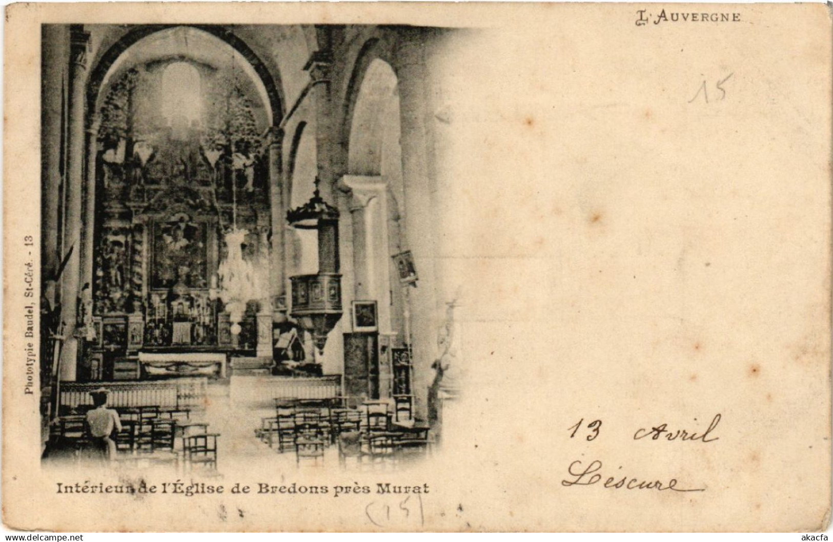 CPA AK MURAT - Intérieur de l'Église de Bredons - pres MURAT (480343)