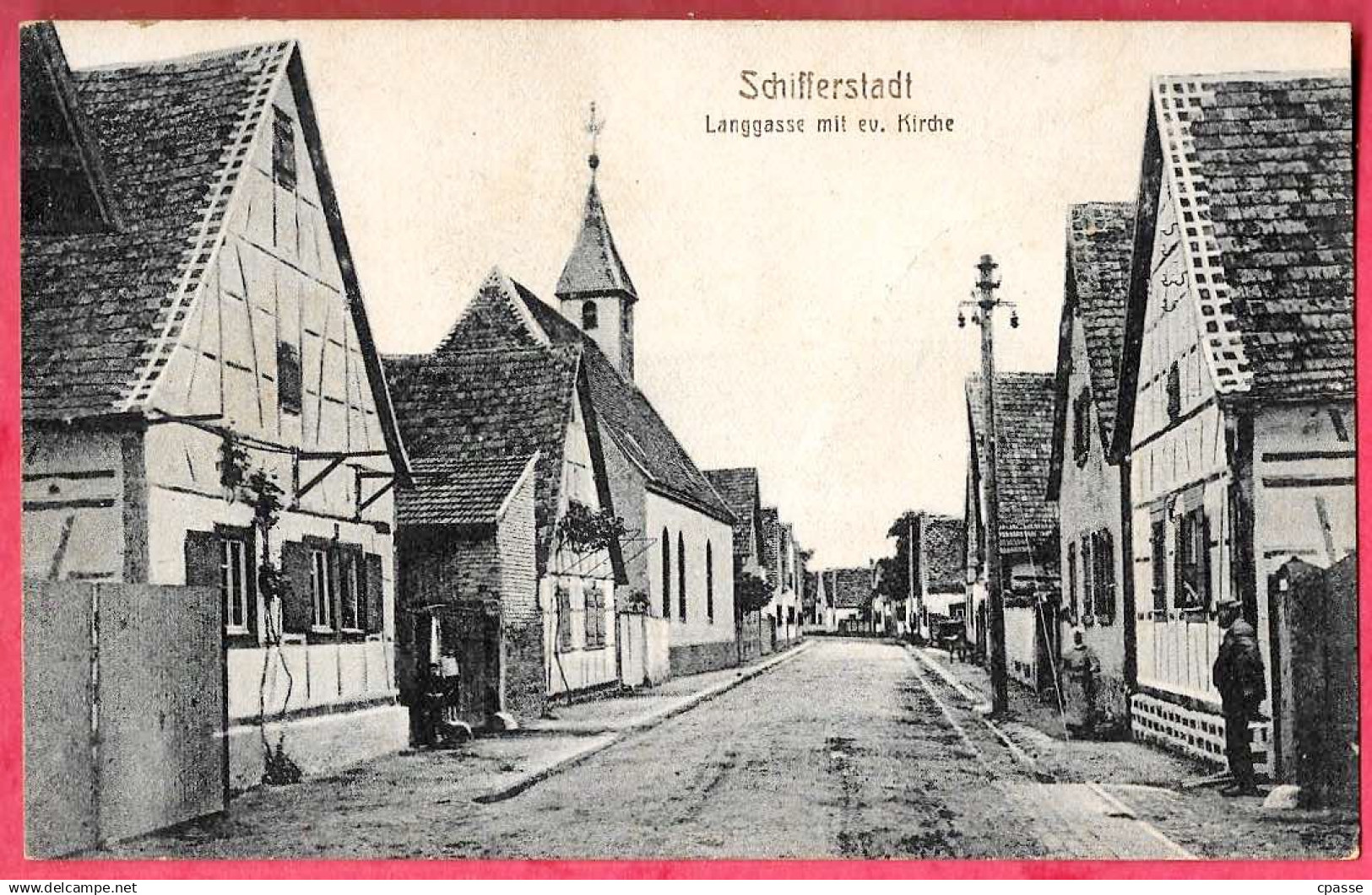 CPA AK Schifferstadt - Langgasse mit ev (eu) Kirche