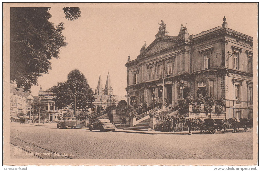 CPA - AK Spa Etablissement des Bains Bad Tramway Tram bei Lüttich Liege Malmedy Eupen Verviers Theux Belgien Belgique
